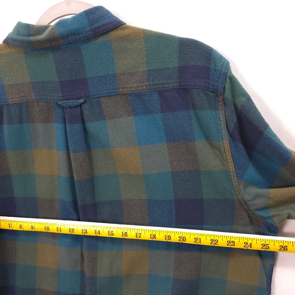 Eddie Bauer Flannel Shirt Buffalo Plaid Blue Green Men XXL Gorpcore Outdoorsy
